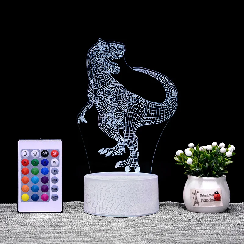 Best selling 3d light dinosaur 3d illusion night light crack base acrylic led lamp
