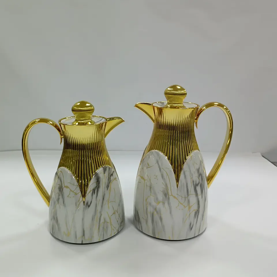 Hot selling ABS PU + Stainless Steel gold plating decor coffee pot Bar Hotel Restaurant Home 1000,ml vacuum flasks coffee pot