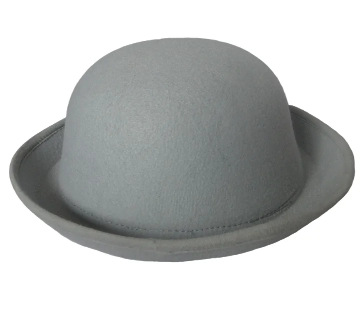 A112603    Hotsale New Winter Round Top Hat With Roll-up Brim Warm Vintage Bowler Hat Classic British Adult Children Fedora Hats