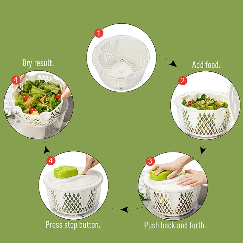 5.6L Lockable Colander Basket Washer Dryer Easy Draining Compact Storage Salad Spinner Vegetable Washer with Bowl
