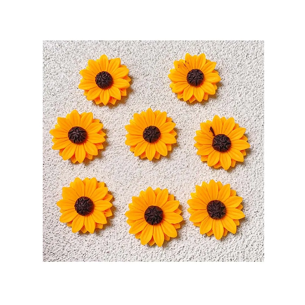 24MM Acrylic Resin Sunflower Cabochons Flatback Brown Floral Tiny Kawaii DIY Embellishments Loose Beads for DIY Projects