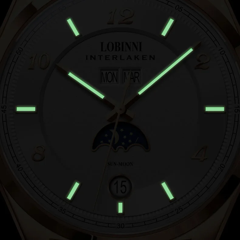 Оптовая продажа онлайн механические часы LOBINNI 18016 мужские наручные марки часов