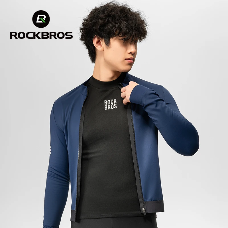 ROCKBROS Men Winter Heat Fleece Outdoor Sport Full Sleeve Bicycle Clothing Base Layer Thermal Fleece Warm Cycling Jersey