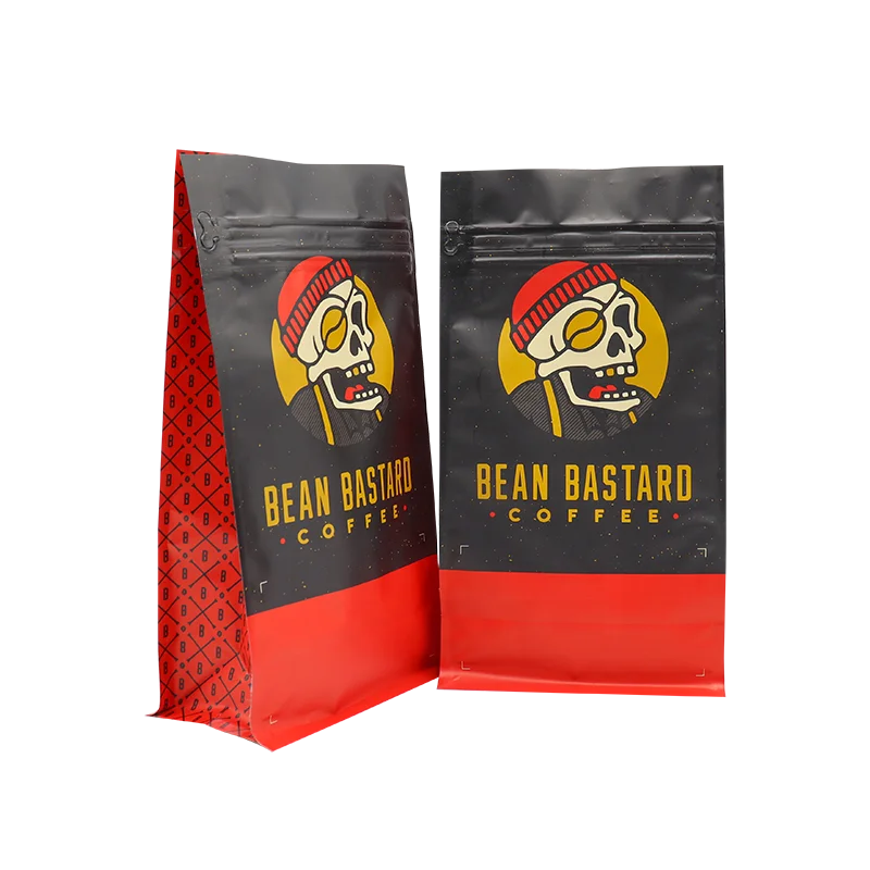 125g 8 oz 340g roasted coffee flat bottom pouch ziplock bags for food packaging custom doypack coffe bags with valve