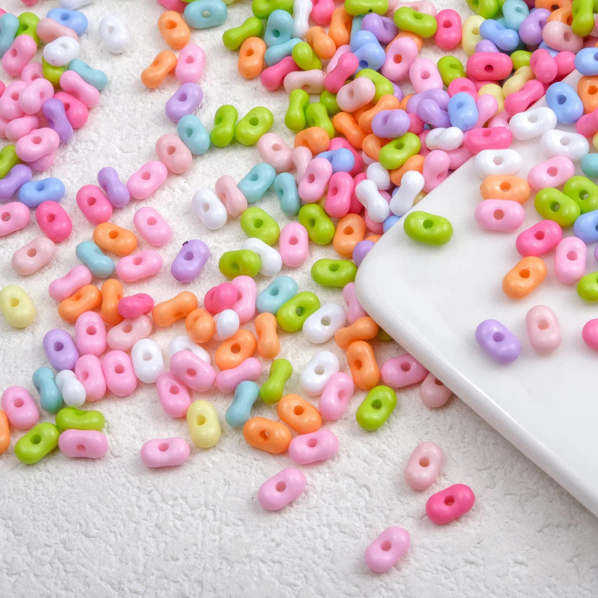 3*6mm Multicolor Plastic Loose Seed Space Beads , DIY Accessories 10g/bag Acrylic Peanut Beads for Bracelet