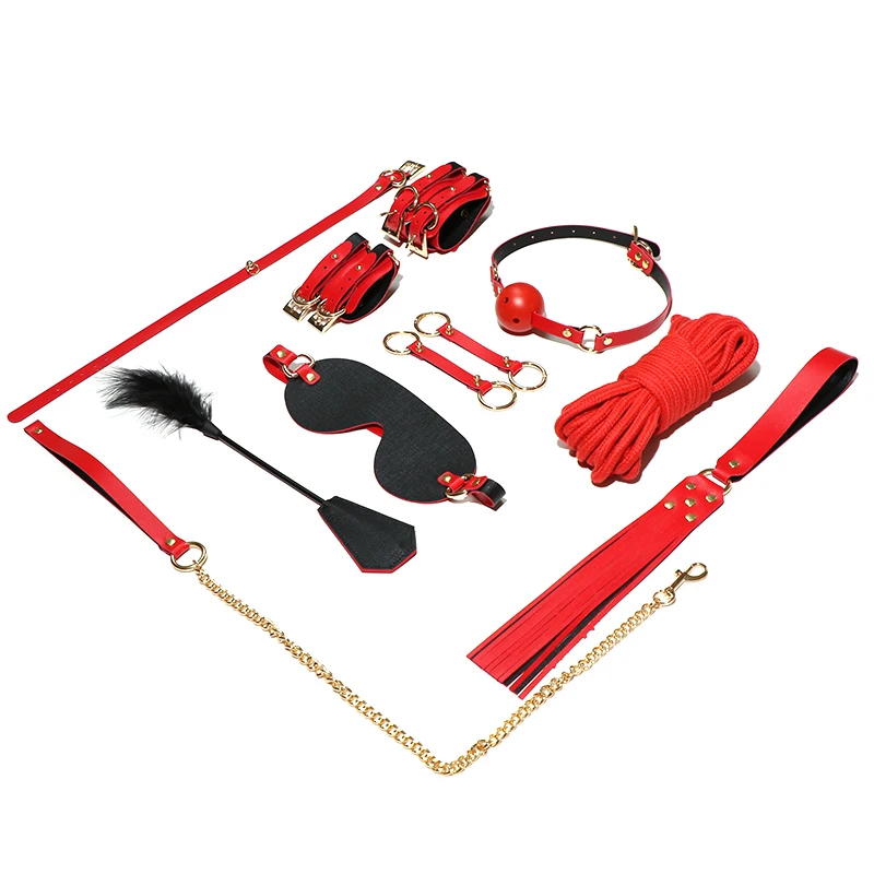 BDSM Bondage Good Quality Metal Leather Fetish Kit Restraints Slave Hot Sell China Sex Bondage Kit