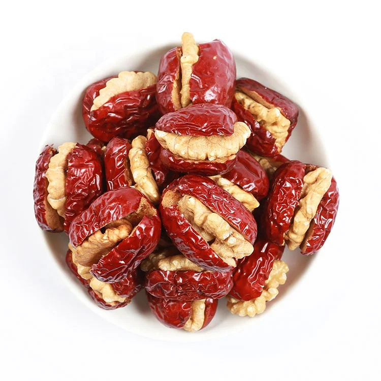 
Healthy and delicious chinese sweet dried dates organic dry fruit red jujube walnut 