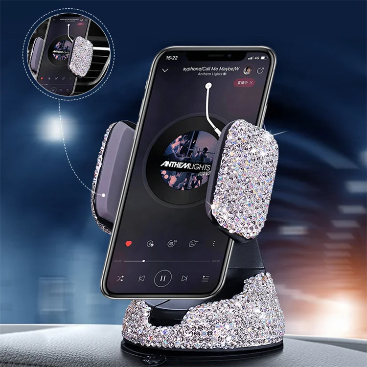 Car mounted mobile phone bracket with drill multi function air outlet car navigation bracket car mounted sucker rotating mobile