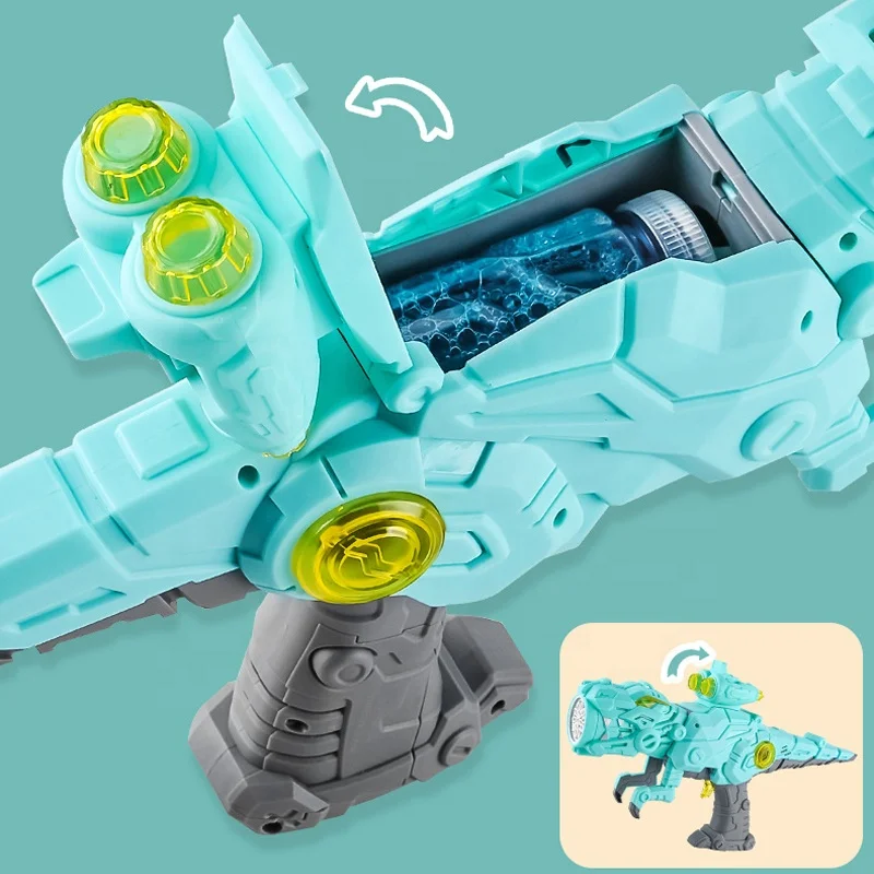 10 holes electric dinosaur bubble gun machine with deformation design automatic dino bubble gun toy for kids outdoor play bubble