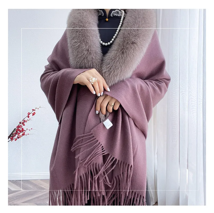 Wholesale New Arrival Ladies Winter Luxury Scarf Women Tassel Fox Fur Shawls