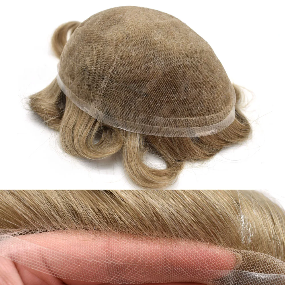 
JRX Wholesale New Arrival Men Hair Blond Toupee Human Hair Wig Replacement Indian Men Wig 