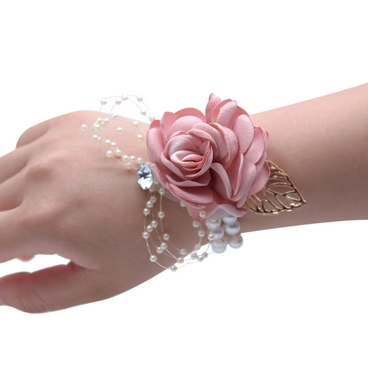 Bride Bridesmaids simulation flowers Pearl wrist flowers sweet and cute wedding performance photo decoration accessories