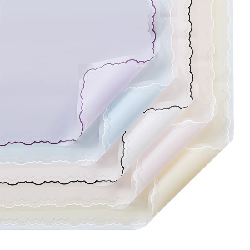 58x58cm flower wrapping paper small handkerchief jelly film lace edge mist paper waterproof bouquet wrapping paper