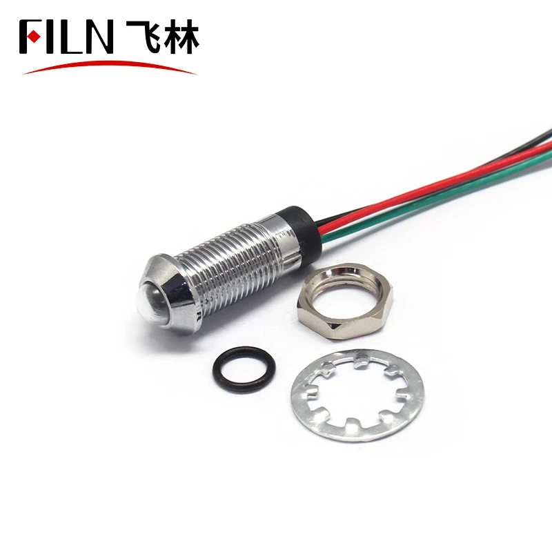 FILN 8MM HOLE RED&GREEN Red&Blue 220V 110V BI-COLOR motorcycle tail light with indicator brass copper 20cm