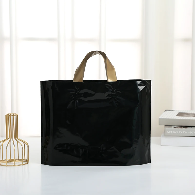 Manufacture Custom Shopping Plastic Gift Shop Carry Bag Ldpe Plastic Tote Bag Custom With Soft Loop Handle