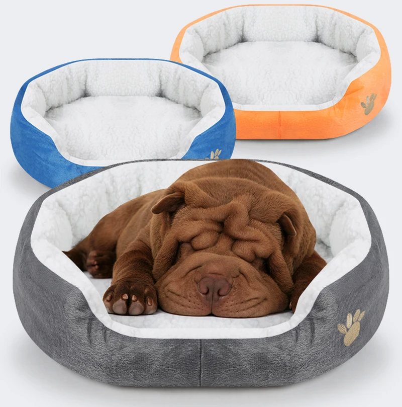 Hot Dog Bed House Soft Dog Lounger Nest Dog Baskets Fall Winter Plush Kennel Pet Bed