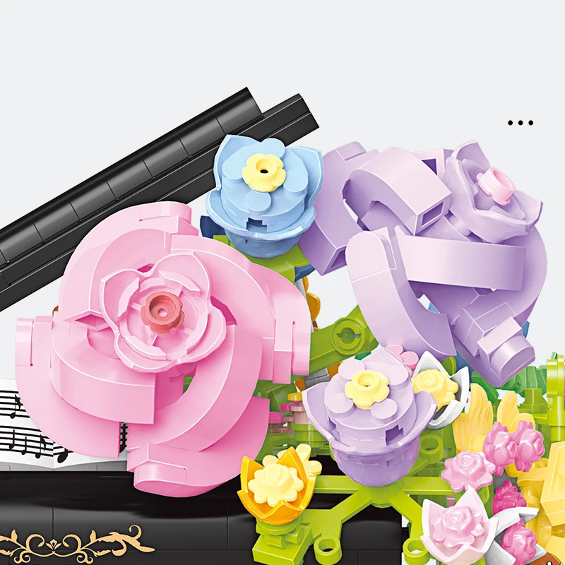 21194 Building Block Musical Instruments Series Piano With Flowers Mini Bricks MOC Construction Toy For Kids Christmas Gifts