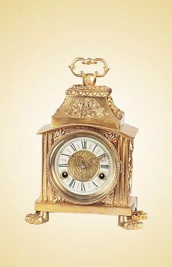 Antique Imitated French Boys shooting arrow on the  Mechanical Brass  Clock Marble Base