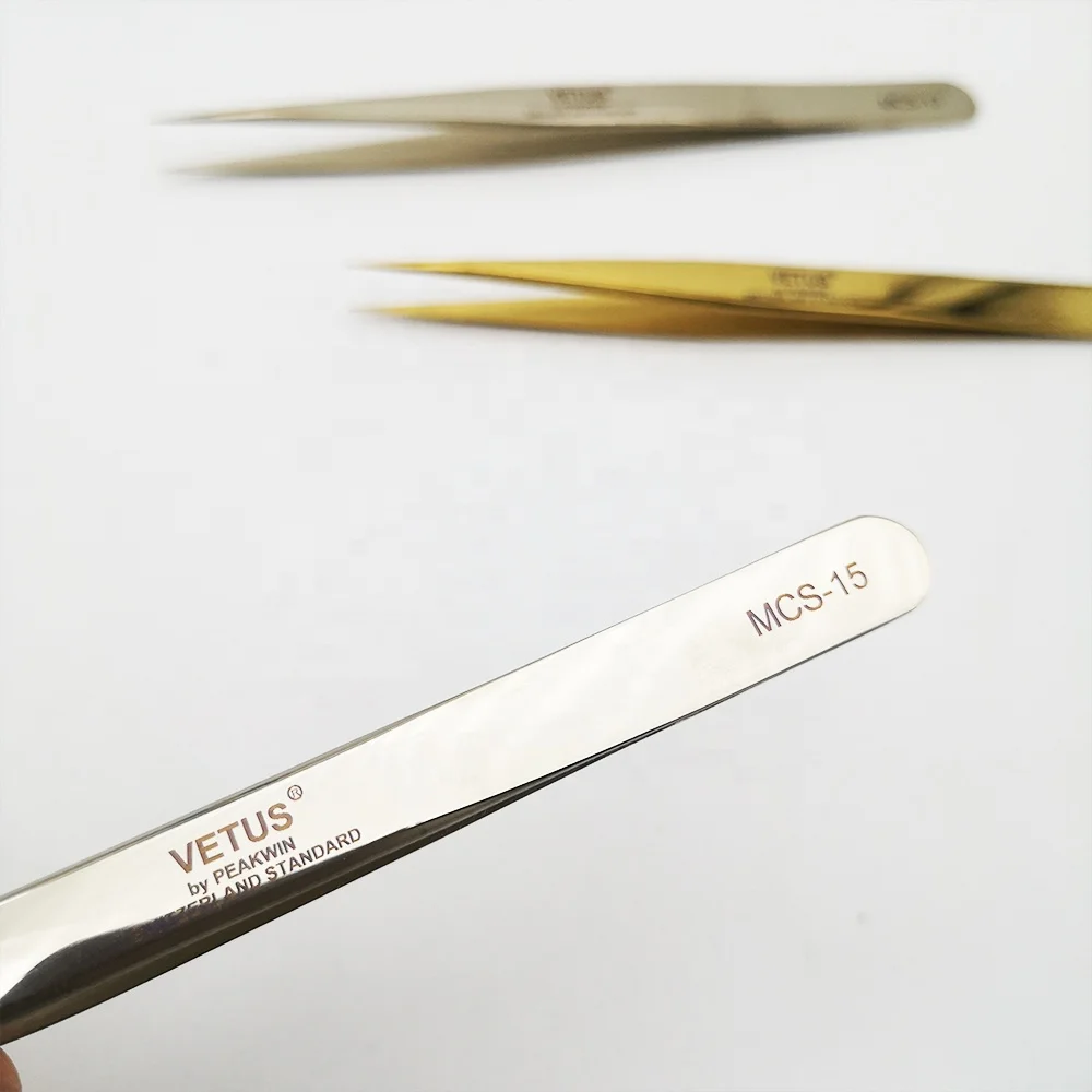 Meecil Rose Gold Wholesale Custom Logo Custom Eyelash Extension Tweezers Private Label Lash Tweezers Eyelash Extension
