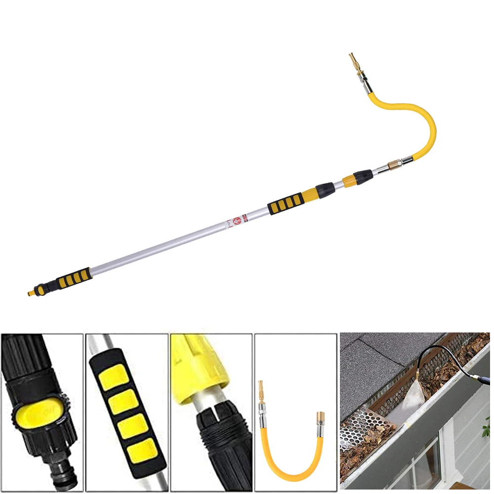 Garden Hose Cleaner Wand Telescopic Cleaning Tool for Gutter Roof Windows