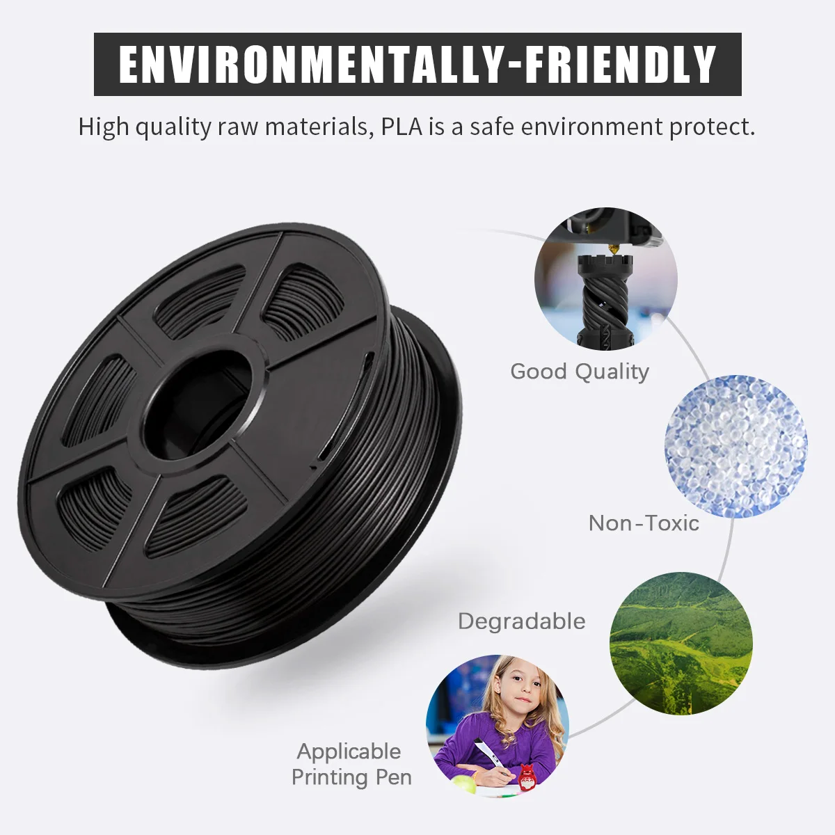 Non-toxic Pla filament 1kg abs 3d printer 1.75 mm hdpe filament for diy 3d printer