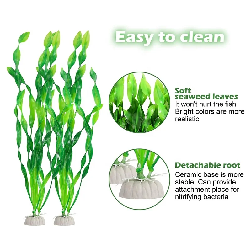 10 Pcs Plastic Aquarium Plants Decorations Artificial Seaweed Water Fish Tank