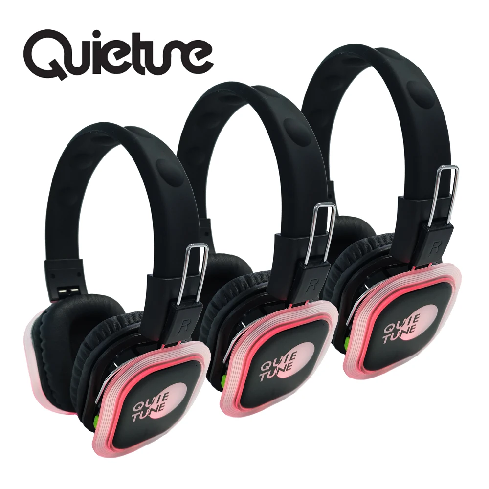 Great  F39 Silent Disco Headphones and LED Light Headsets for DJ/ Parties with 3 or more Channels