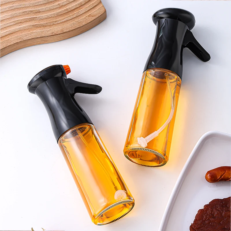 200ml Kitchen Oil Dispenser Bottle Refillable Glass Screen Printing Food Grade Oil Vinegar Spritzer Mister Salad Cooking Frying