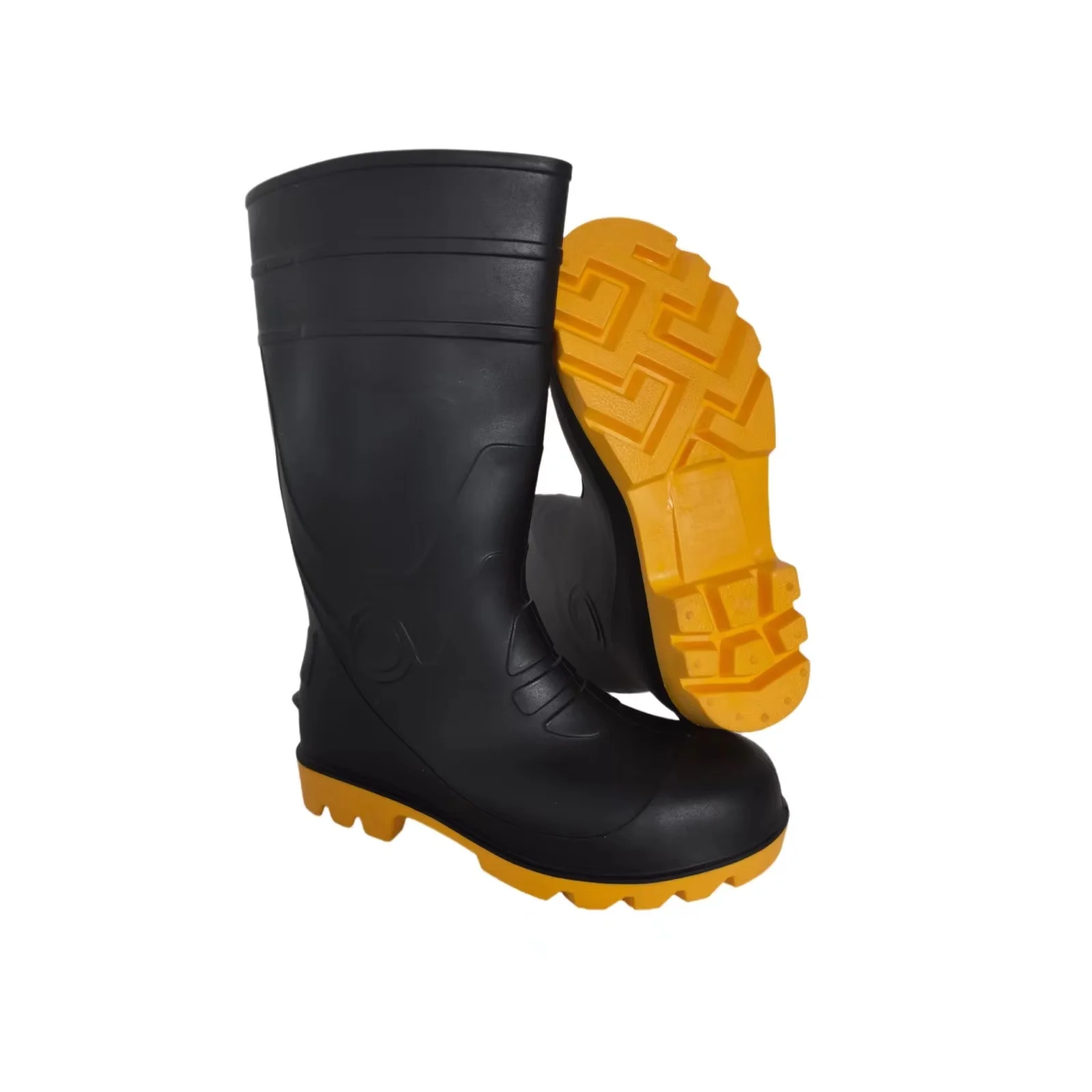 High quality low price     chemical work   PVC safety boots  steel toe rain boots for oil work