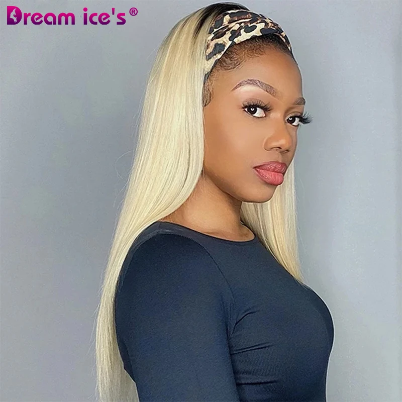 Wholesale 613 Honey Blonde Brazilian Straight Human Hair Headband Wigs Glueless Pre Plucked Remy 150% Density For Black Women