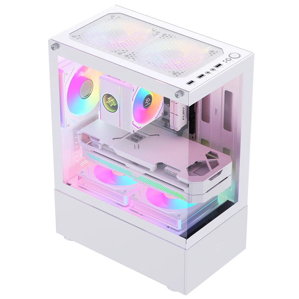 SNOWMAN high performance desktop case tempered glass front design computer case USB3.0 pc cabinet
