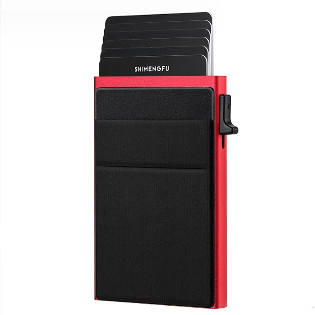 Retractable Id Card Holder Credit Card Holder Minimalist Saffiano Smooth Crazy Horse Leather RFID Slim ID Card Holder