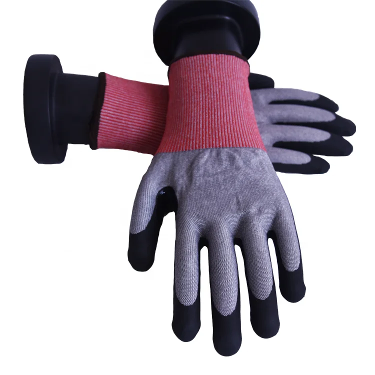 Anti-Cut Level 5 Construction Foam Nitrile Glove With Reinforcement Between Thumb And Index Finger