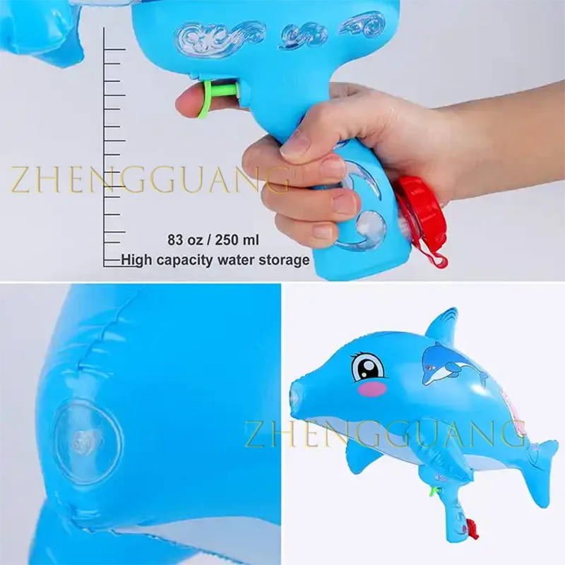 Zhengguang Toys Summer Outdoor Swimming Pool Game Balloon PVC Air Inflatable Inflating Dolphin Inflated Water Gun