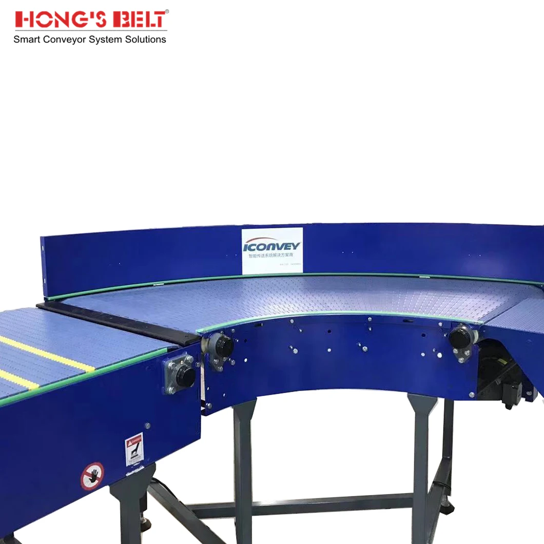 Hongsbelt Flat Top Curve Conveyor Plastic Modular Belt Conveyor
