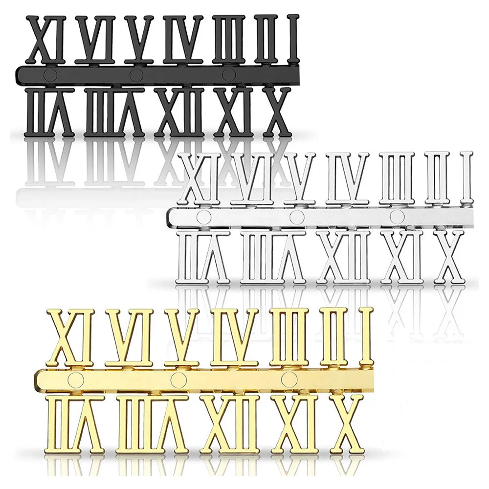 Clock number plates diy wall clock accessories Arabic Roman numerals gold and silver black