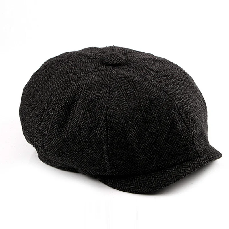 China suppliers winter wool peaky blinders hat flat cap for men cowboy newsboy