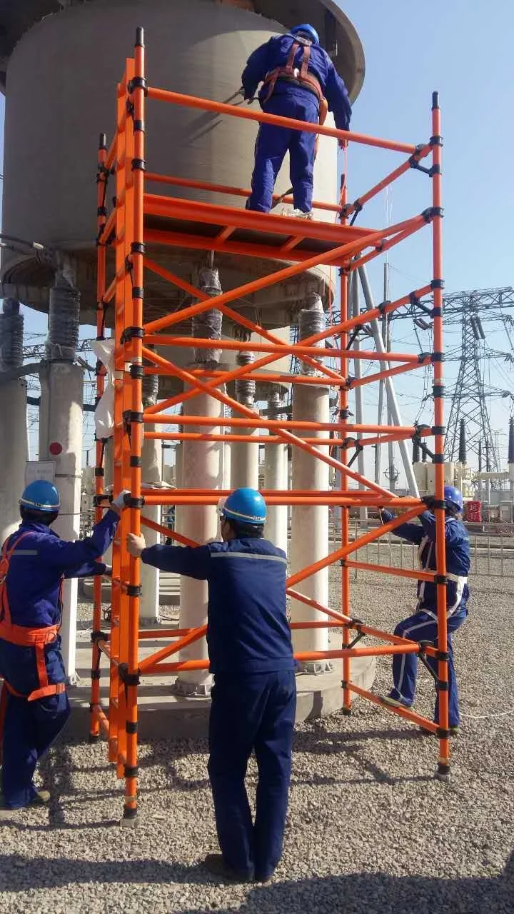 Corrosive Resistance High Insulation  225kgs Capacity Mobile Fiberglass Scaffold for Electric Engineering