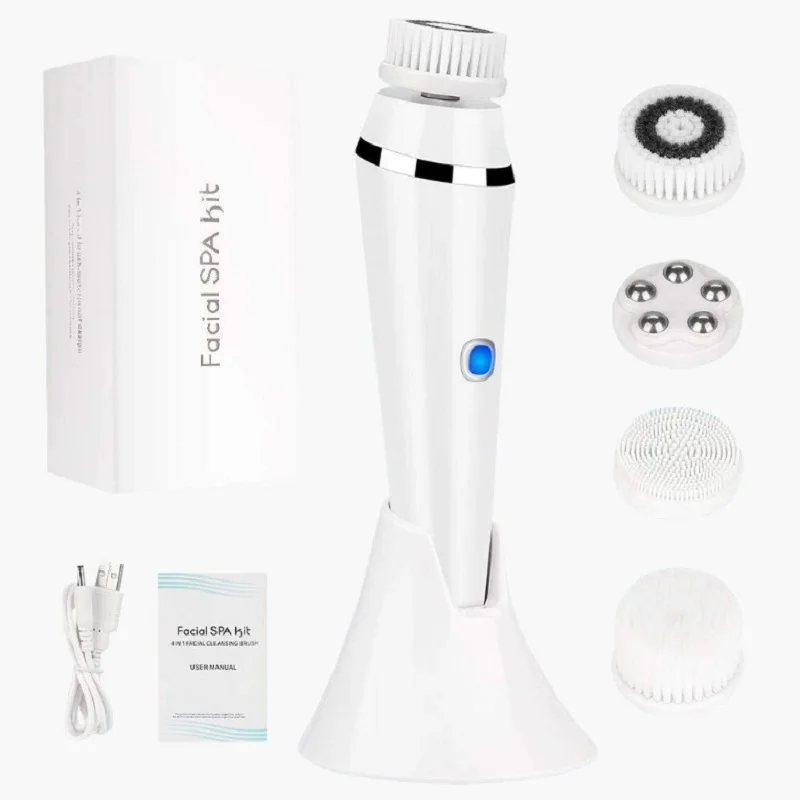 4 in 1 Waterproof Deep Cleaning System Exfoliate Face Cleanser Facial Cleansing Brush