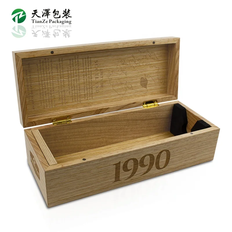 Luxury Wood Wine Glass Bottle Gift Packaging Wooden Wine Box for Cognac Whisky