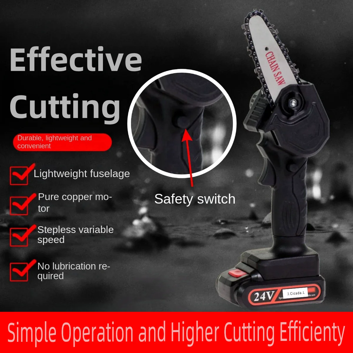 4 Inch Mini Portable Lithium Battery Chain Saw Multifunctional Electric Chain Saw To Cut Tree Household Branch Pruning Chain Saw