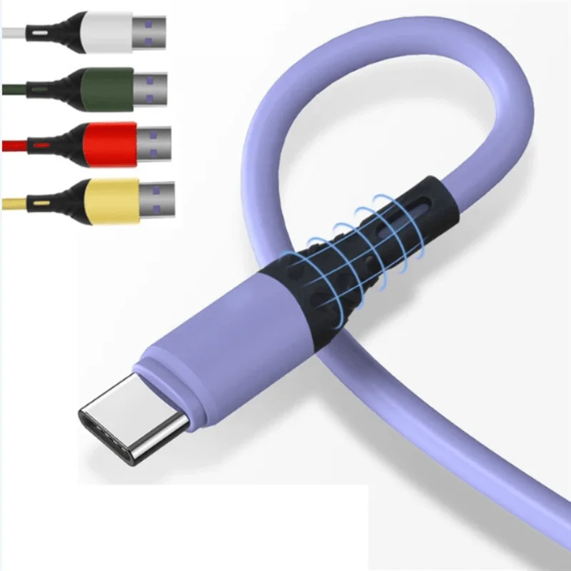 5A Fast Charging Charger USB Wire Cord Soft Liquid Silicone Data Cable