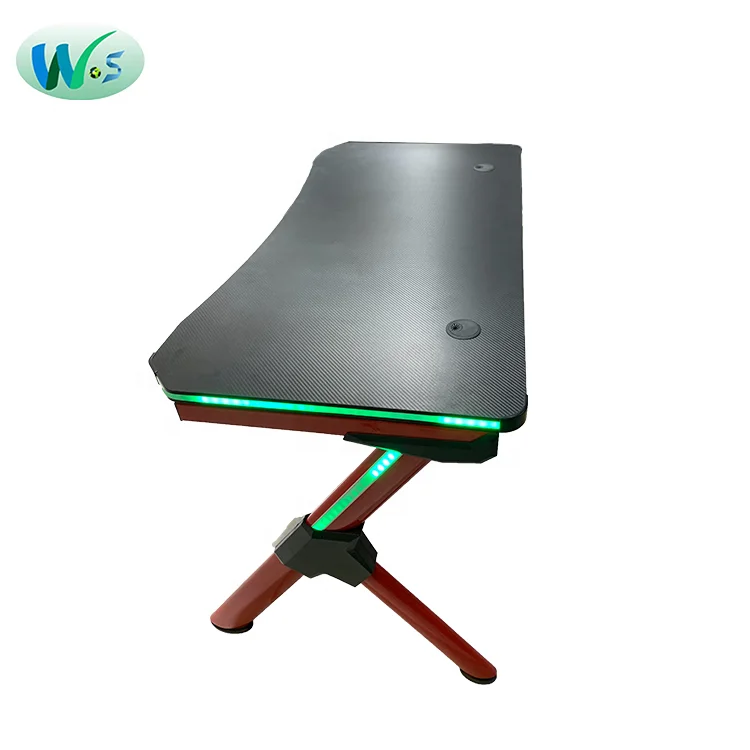 WSE4008 High quality selling Black carbon fiber grainpc table carbon fiber texture gaming desk with RGB  lights