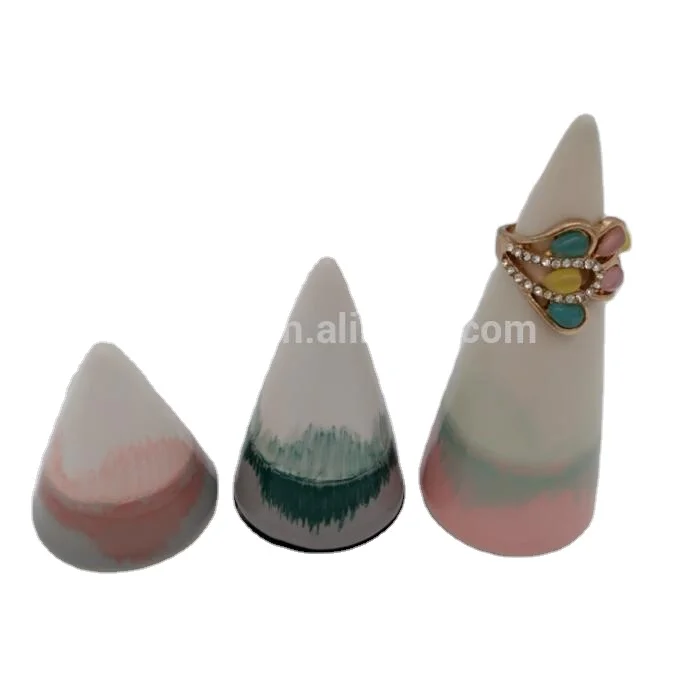 Custom New Design Jewelry Shop Display Cone Shape Ceramic Ring Holder