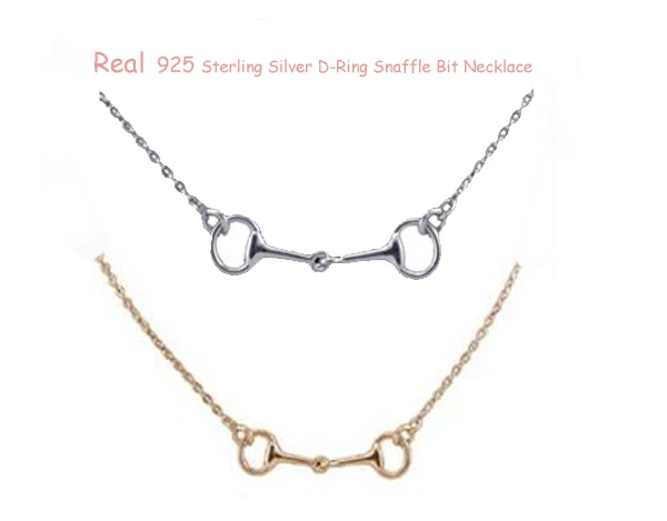 High Quality Horse Jewelry 925 Sterling Silver D-Ring Snaffle Bit Necklace Valentine Gifts