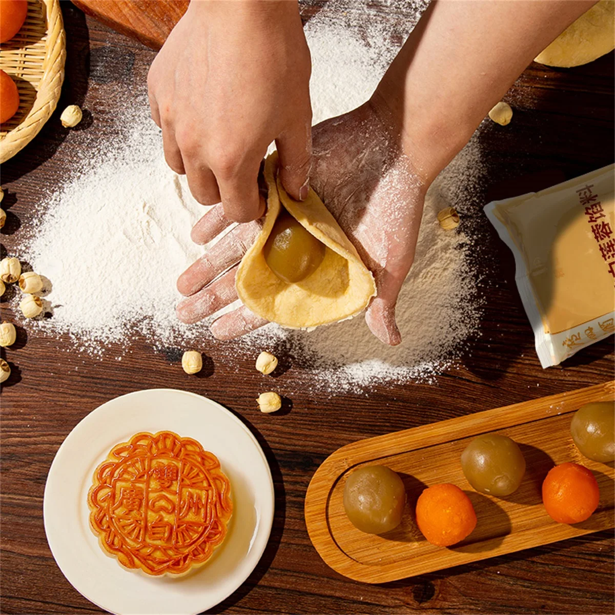 Guangzhou Restaurant Chinese Pastries Diy Homemade Pastry Stuffing Steamed Buns Ingredients Lotus Seeds Paste Mooncake Filling