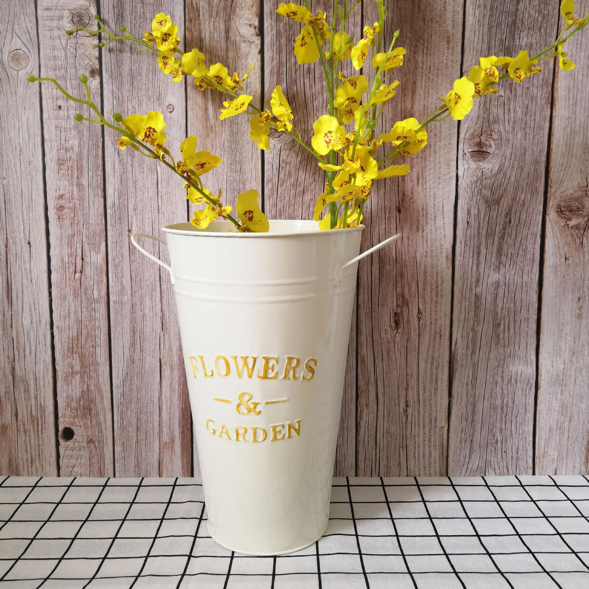 Retro flower bucket Indoor Pots tin bucket, dried n fresh flower planter box large big flower pot wholesale for outdoor plants