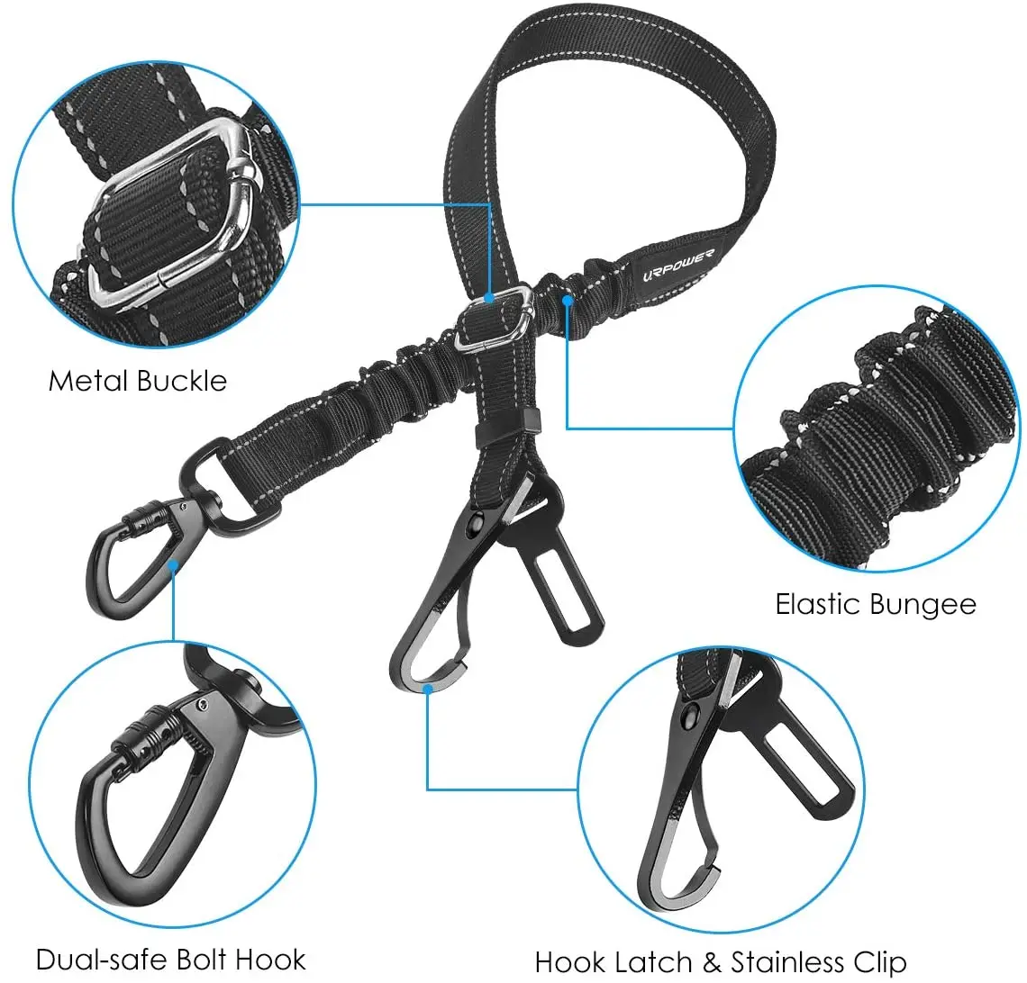 Ремень безопасности для собак, многофункциональный автомобильный ремень безопасности для собак 2 в 1, ремни безопасности для домашних животных, регулируемые сверхпрочные и эластичные светоотражающие