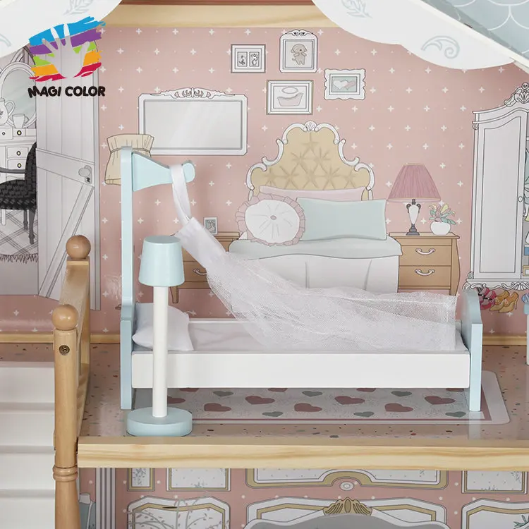 FSC Certified Children Pretend Play Wooden Big DollHouse Toys with Elevator W06A400C