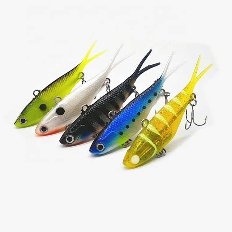 Crankbait Soft Vibe Fishing Lure with Strong 6/0 Hooks 95mm 20g